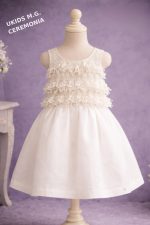 Vestido niña ceremonia blanco con tul y encaje – Espalda cruzada elegante - Imagen 4