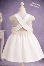 Vestido niña ceremonia blanco con tul y encaje – Espalda cruzada elegante - Imagen 5