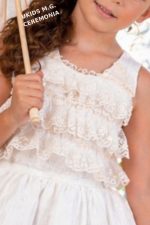 Vestido niña ceremonia blanco con tul y encaje – Espalda cruzada elegante - Imagen 3
