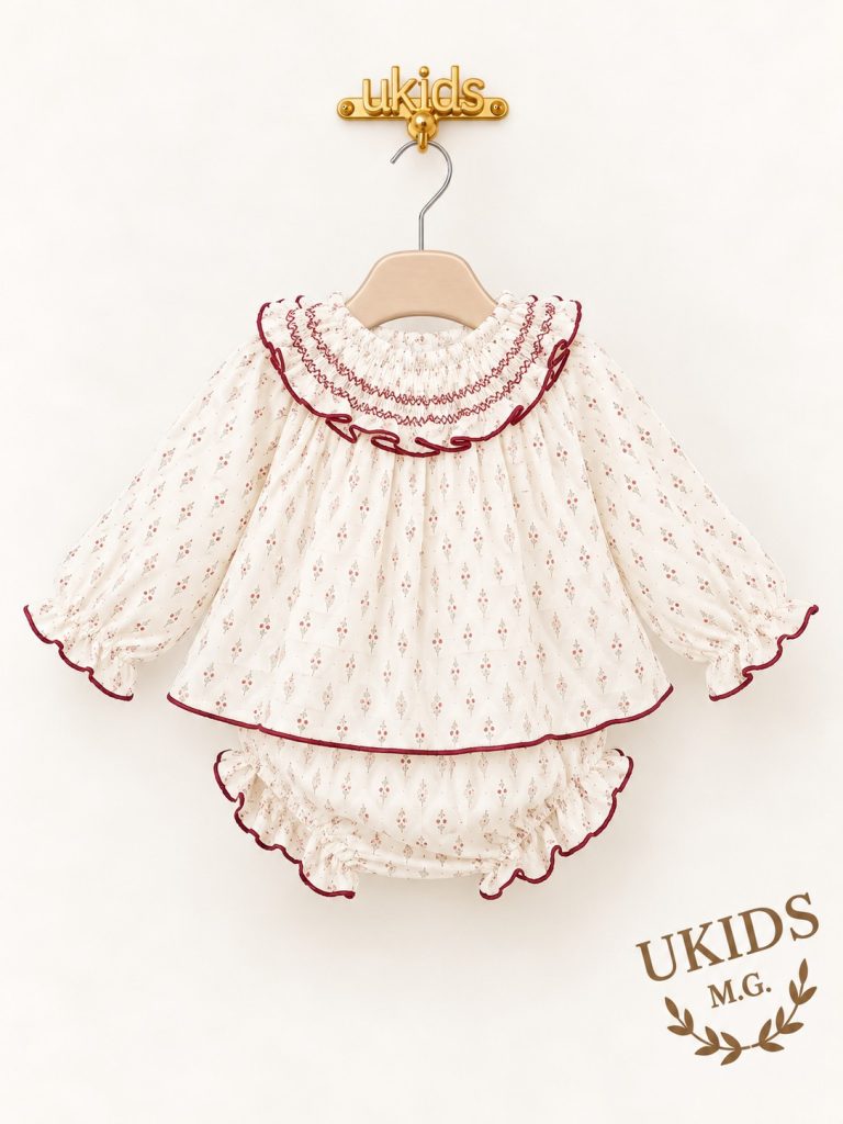 Conjunto pololo Cangas crudo para bebé niña
