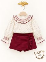 Conjunto falda pantalón niña granate Cangas