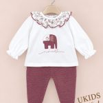 Conjunto polaina Meira berenjena para bebé niña