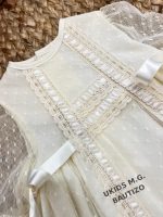 Faldón de Bautizo Plumeti para Bebé con Capota y Encaje  -182- - Imagen 7
