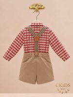 Conjunto Bebé Niño Calabaza con Pantalón Corto y Tirantes Familia Cretona - Imagen 2