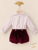 Conjunto bebé burdeos con camisa de rayas - Imagen 2