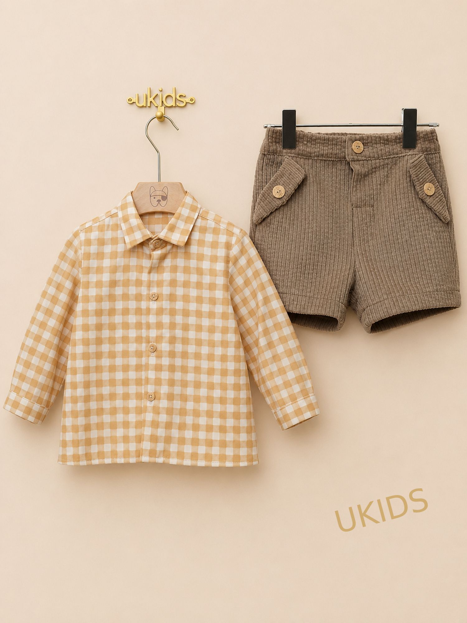 1852 Conjunto niño pantalón corto Curry caramelo - Imagen 1