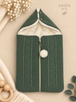 Saco link con ochos y aran con forro pelo y pompon - Imagen 3