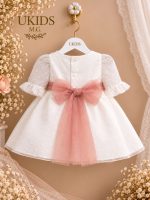 Vestido Bautizo Bebé con Falda de Bámbula y Tul Rosa - Imagen 2