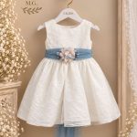 Vestido Bautizo y Ceremonia Niña Plumeti y Organza con Lazo