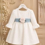 Vestido Bautizo y Ceremonia Bebé de Bámbula y Tul con Lazo
