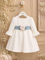 Vestido Bautizo y Ceremonia Bebé de Bámbula y Tul con Lazo