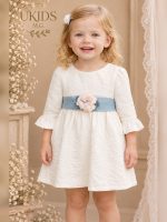 Vestido Bautizo y Ceremonia Bebé de Bámbula y Tul con Lazo - Imagen 3