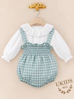 Conjunto bebé vichy gris con peto corto Sophia