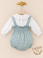 Conjunto Bebé Niña Camisa Vichy Gris y Peto Corto Sophia - Imagen 2