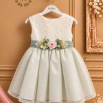 Vestido tul rosa verde para bebé niña de ceremonia