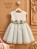 Vestido tul rosa verde para bebé niña de ceremonia