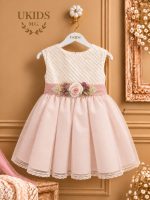 Vestido de Tul Rosa y Verde para Bautizo y Ceremonia - Imagen 2
