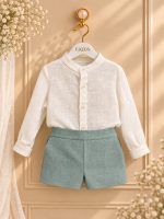 Conjunto Bebé Niño con Cuello Mao y Pantalón Bombacho - Imagen 4