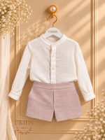 Conjunto Bebé Niño con Cuello Mao y Pantalón Bombacho - Imagen 6