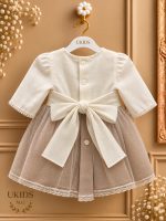 Vestido Bautizo y Ceremonia de Lino con Manga Francesa - Imagen 2