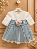 Vestido Bautizo y Ceremonia de Lino con Manga Francesa - Imagen 3