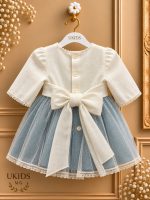Vestido Bautizo y Ceremonia de Lino con Manga Francesa - Imagen 4