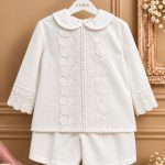 Conjunto bebé plumeti con tul y puntilla para bautizo
