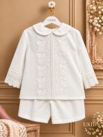 Conjunto bebé plumeti con tul y puntilla para bautizo