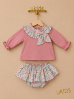 Conjunto bebé niña rosa empolvado con sudadera y culetín con falda