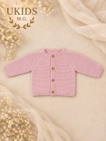 Chaqueta Punto Bebé Niña en Beige, Buganvilla, Rosa y Verde Liquen - Imagen 2