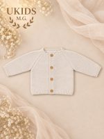 Chaqueta Punto Bebé Niña en Beige, Buganvilla, Rosa y Verde Liquen - Imagen 4