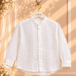Camisa de ceremonia para niño abierta en bambula blanco roto