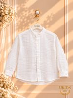 Camisa de ceremonia para niño abierta en bambula blanco roto