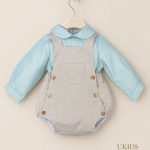 Conjunto Bebé Niño Peto Beige y Camisa Verde empolvado