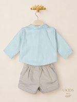 Conjunto Bebé Niño Camisa Verde Empolvado y Pantalón Beige - Imagen 2