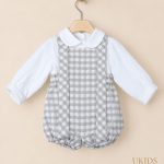 Conjunto Bebé Niño Camisa Blanca y Peto de Cuadros Gris