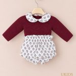 Conjunto Bebé Niña Jersey Granate y Bombacho Estampado