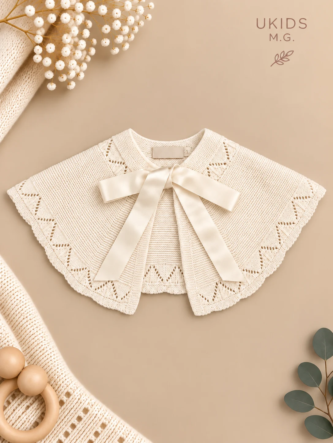Capa de ceremonia para bebé niña en blanco roto