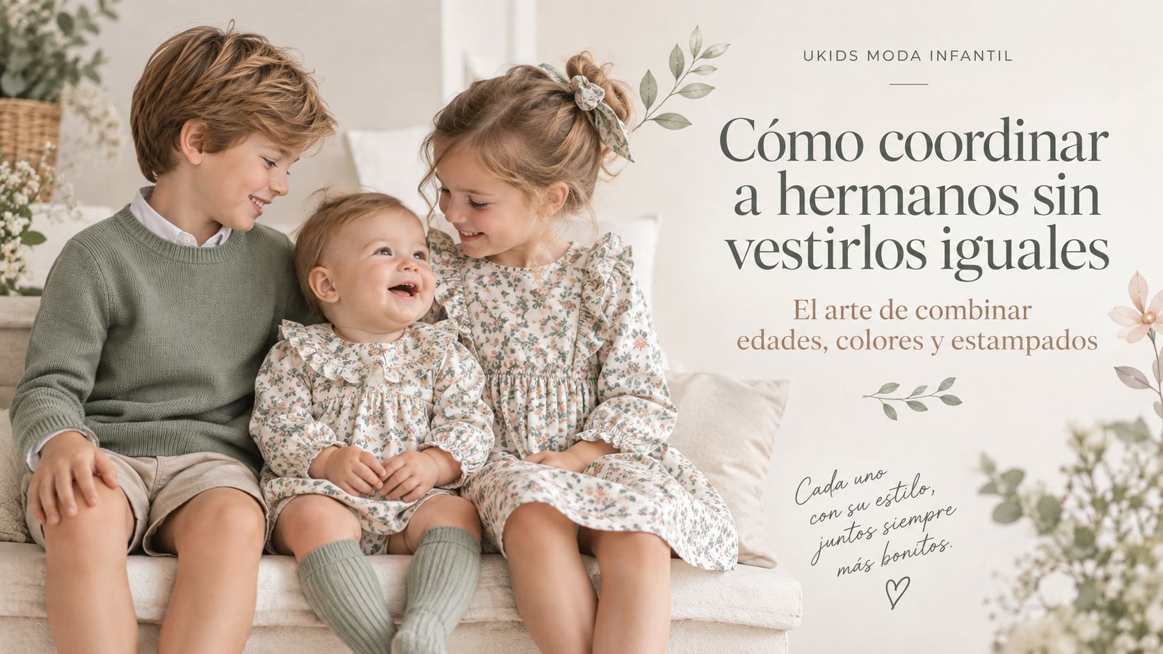 Cómo coordinar a hermanos con colores y estampados diferentes