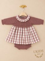 Conjunto vestido braguita rosa Francia para recién nacido