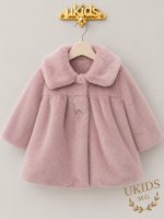 Abrigo bebé de pelo rosa empolvado para invierno