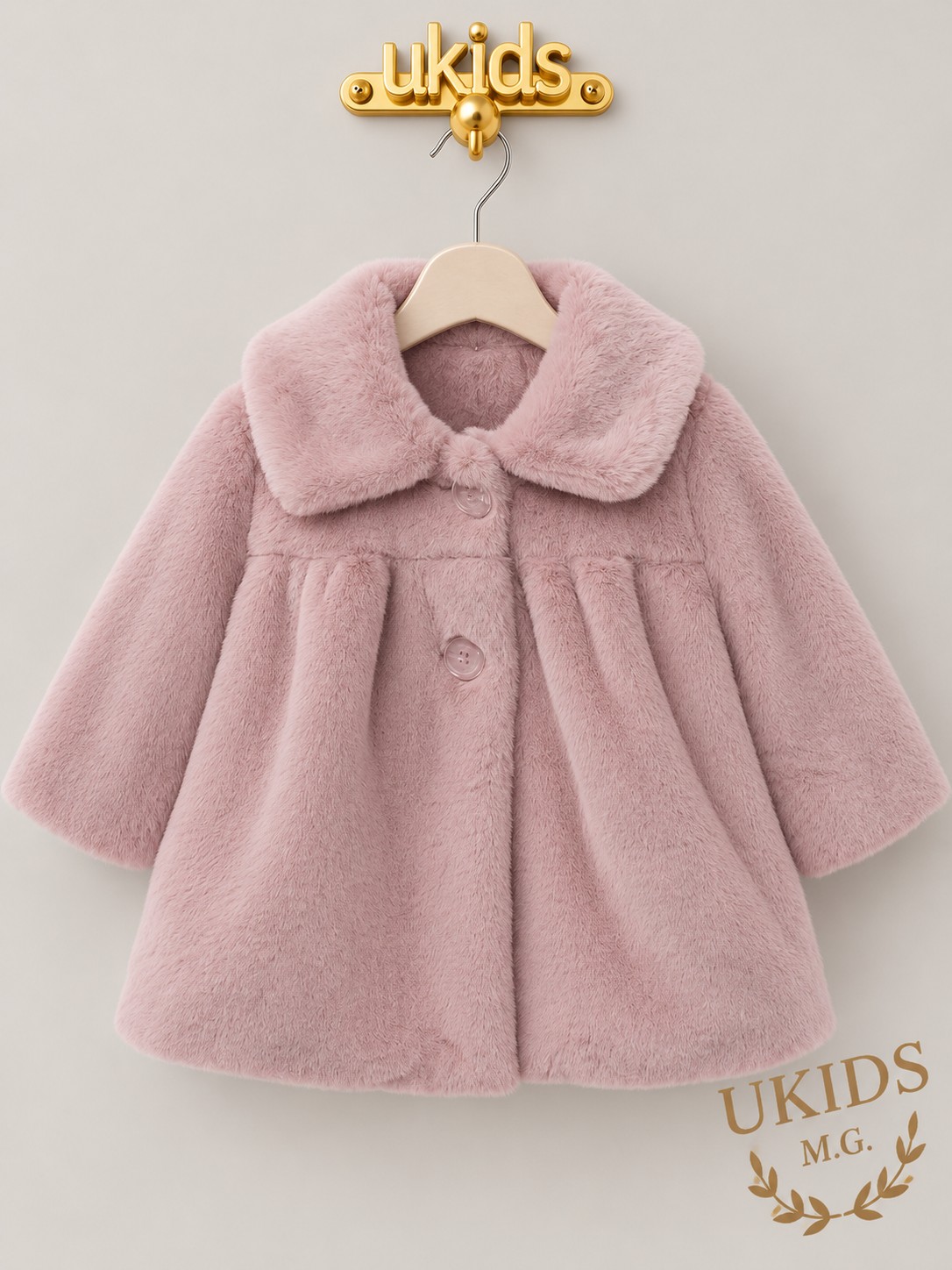 Abrigo bebé niña de pelo rosa empolvado Abrigo bebé de pelo rosa empolvado para invierno